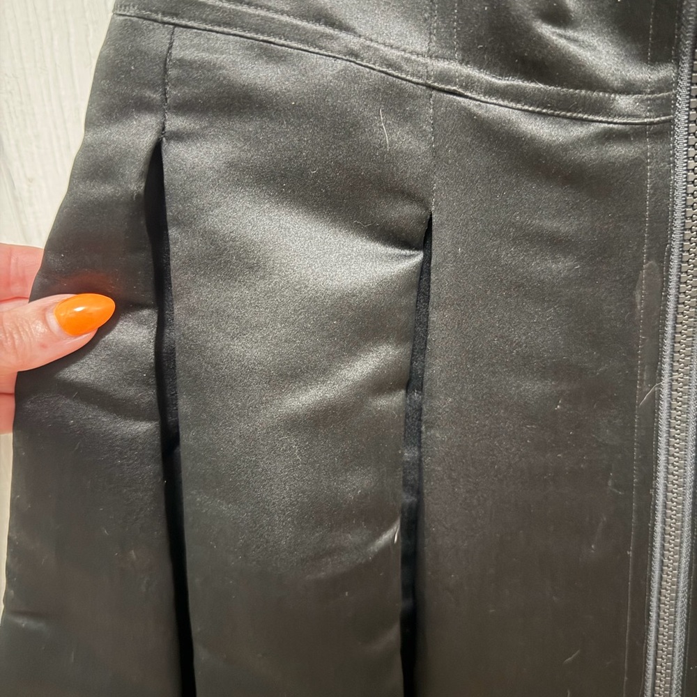 VINTAGE DKNY Black 100% Silk Zip-Front Corset Style Pleated A-Line Dress - Picture 3 of 7